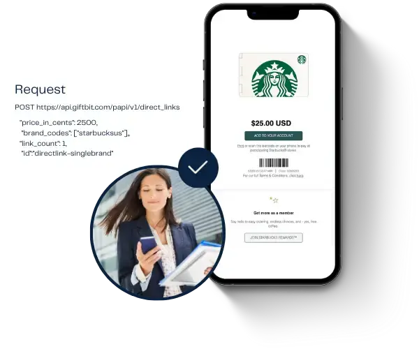 Direct link API call for a single brand, Starbucks.