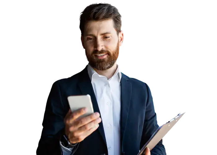 Businessman receiving a digital corporate gift on his phone.