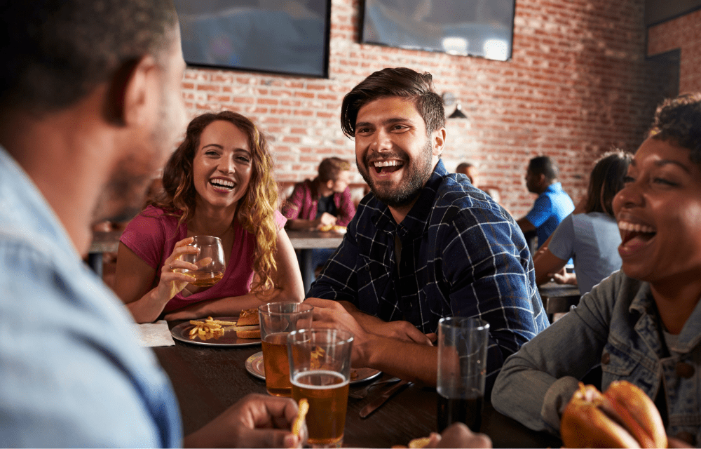 Employees after receiving gift card rewards for employee appreciation day.