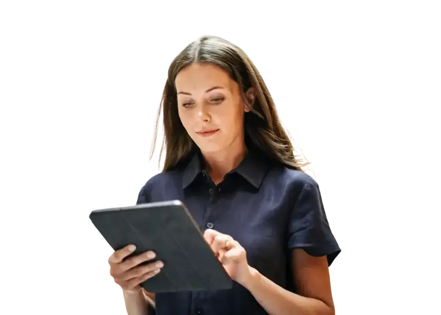 executive woman using tablet