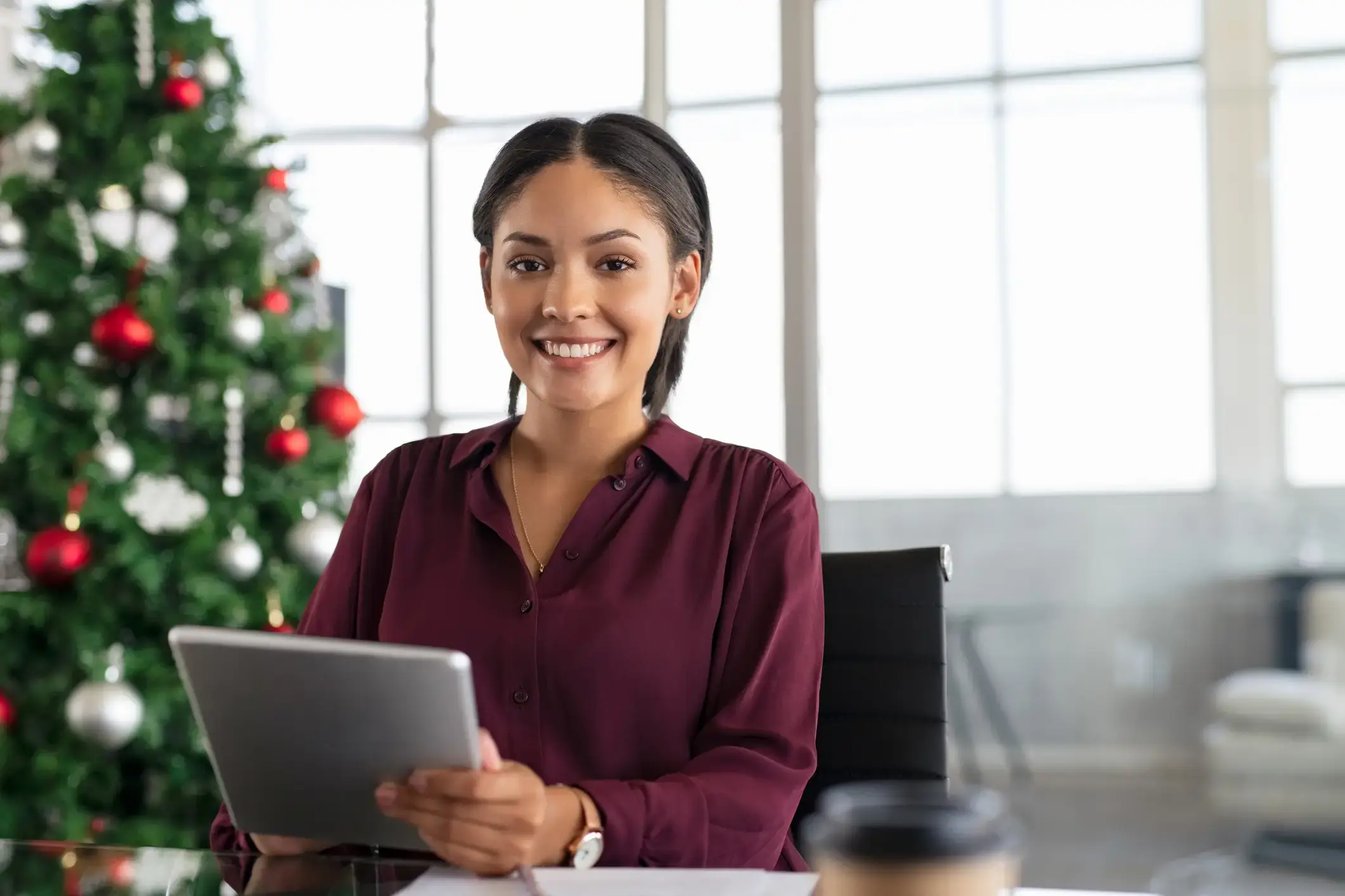 hr professional in office ordering holiday gifts for employees