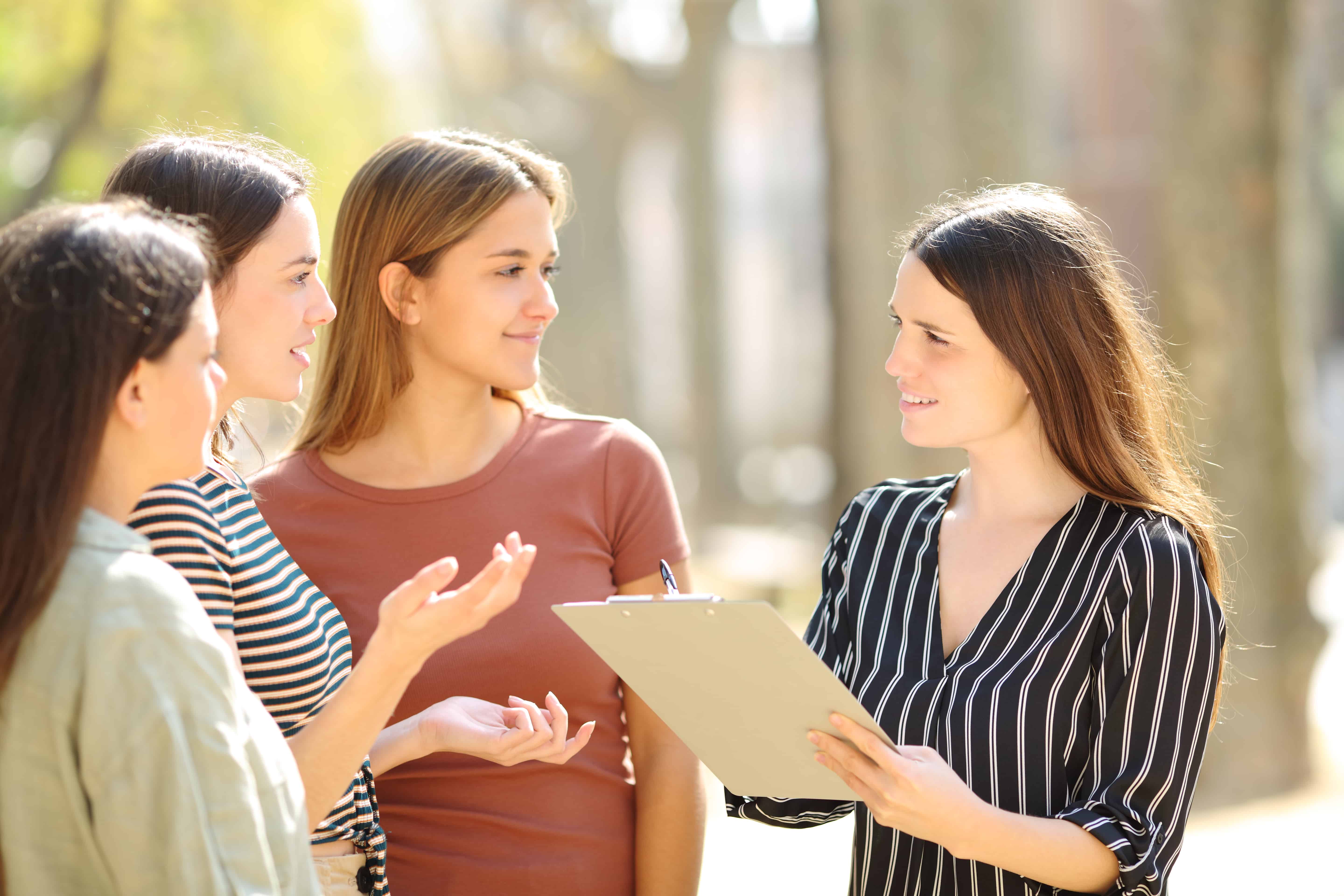 People being interviewed for a research survey.